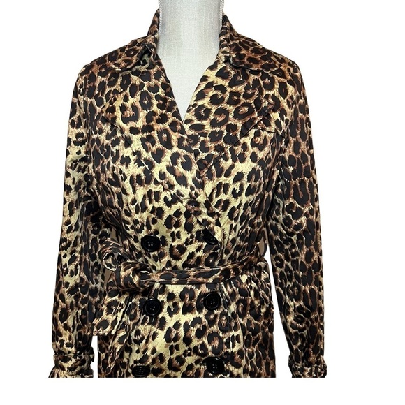 Vertigo Paris double breasted tie belt cheetah print trench coat Size M - Picture 4 of 11